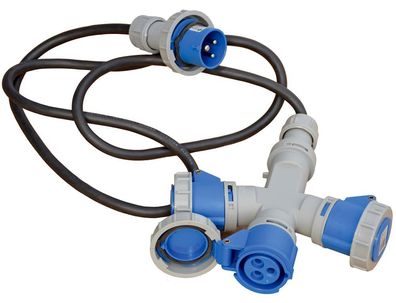 Navyline 3er Verteilerweiche Landanschluss mit Kabel IP 67 CEE