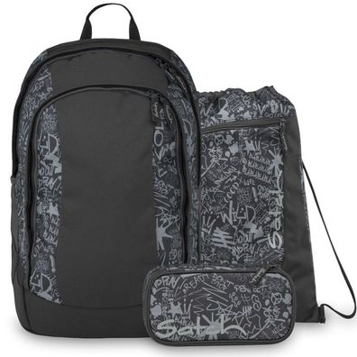satch Set aus air + Sportbeutel + Schlamperbox 26, Street Ink, Mädchen & Jungen