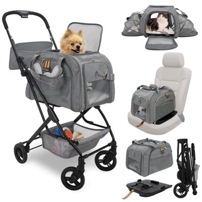 My Duque Carry-Trio 3in1 Hundebuggy grau, Hundewagen und Hundesitz