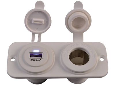 Talamex Doppeladapter USB Buchse Zigarettenanzünder 12V