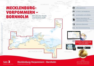 Delius Klasing Seekartensatz 2 Mecklenburg Vorpommern Bornholm