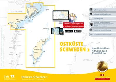 Delius Klasing Seekartensatz 12 Ostküste Schweden 2 Papier Digital