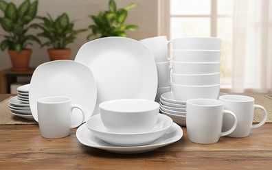 Waterside UK- EVERY DAY Kombigeschirr 30teilig für 6 Personen Porzellan rund & eckig