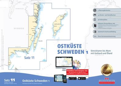 Delius Klasing Seekartensatz 11 Ostküste Schweden 1 Papier Digita