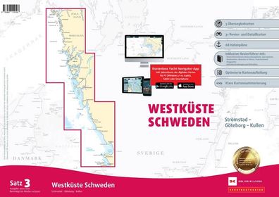 Delius Klasing Seekartensatz 3 Westküste Schweden Papier & Digita