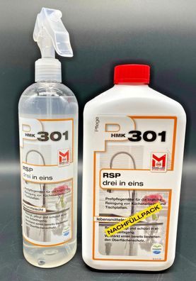 SET HMK P301 RSP - drei in eins 500ml + 1l Arbeitsplatten Reiniger Naturstein