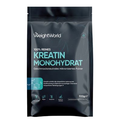 WeightWorld Creatin Monohydrat Pulver - 300g veganes mikronisiertes Kreatin Pulver