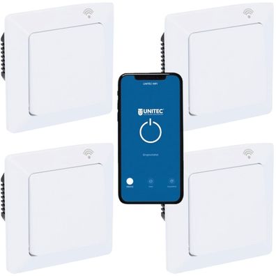 4x Unitec WLAN Smart Schalter Set Modul WiFi Lichtschalter für Alexa Google Tuya