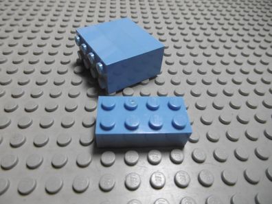 Lego 4 Basic Steine 2x4 hoch mediumblau hellblau Nummer 3001