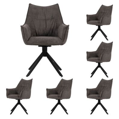 Diningsessel Ginosa - 6er Set - drehbar - dunkelgrau