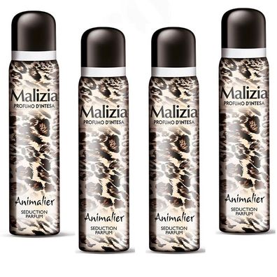 Malizia DONNA Animalier deospray für Damen 4x 100 ml