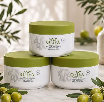 3x250ml OLIVA Cosmetics Intensive Körpercreme Olivenöl Sheabutter Body Creme