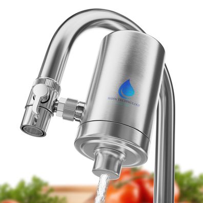 Edelstahl Wasserhahn Wasserfilter mit Aktivkohlekartusche LFGB-zertifiziert