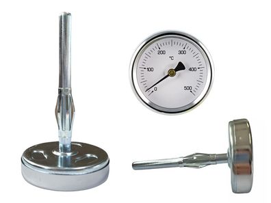 Thermometer 0-500 Grad Holzofen Grill Sonde 100mm Gehaeuse 63mm IP31
