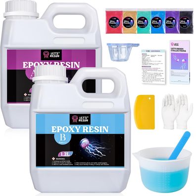 LET'S RESIN Epoxidharz Set 2,4 L transparent mit Härter fér Gießharz