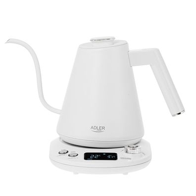 Adler AD 1349 Wasserkocher 1 L - LED & 360° Drehsockel - Weiß/Silber