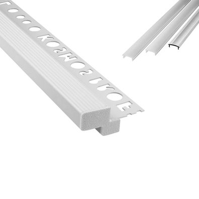 T-40 LED Alu Fliesenprofil Treppenprofil Stufen 12mm weiss
