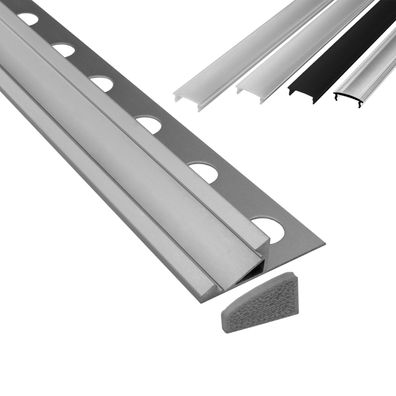 T77 LED Alu Fliesenprofil 10mm silber 20°