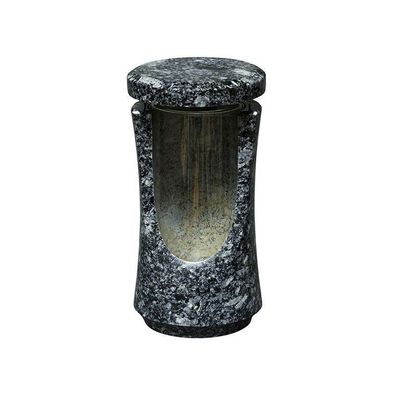 Grablampe Friedhofslampe Granit Azul Noche modern aus Naturstein mit Glaszylinde