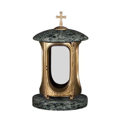 Grablampe Grablicht Grablaterne aus Granit Olive green