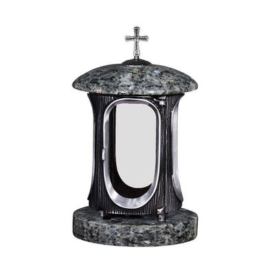 Grablaterne Grab lampe licht klassisch Granit Labrador Grabschmuck Friedhof Edel