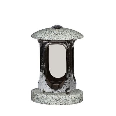 Grablaterne Grablicht Grab lampe aus Granit Kuru grey Grabschmuck Friedhof Edel