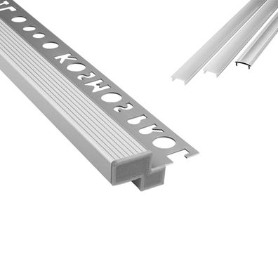 T-40 LED Alu Fliesenprofil Treppenprofil Stufen 12mm silber
