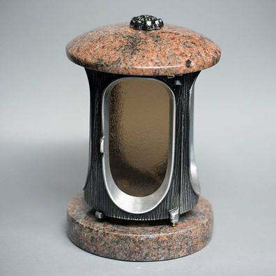 Grab-lampe Grablicht Grablaterne Friedhofslaterne aus Granit Multicolor