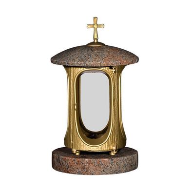 Grab-lampe Granit Grablaterne Grablicht Granitschmuck optik barock - Multicolor