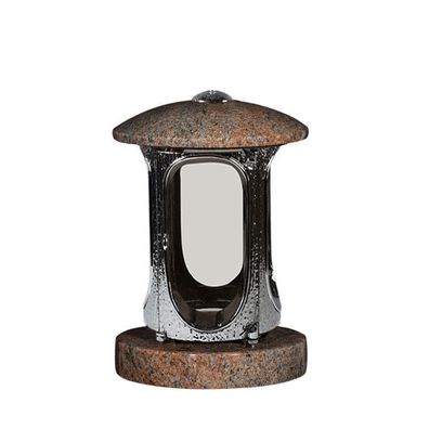 Grab-lampe Granit Grablaterne Grablicht Granitschmuck verchromt- Multicolor