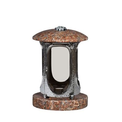 Grab-laterne Grab-lampe Grabschmuck Granit Imperial verchromt