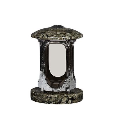 Grablicht Grabl ampe aus Granit Grableuchte Baltic green Grabschmuck Friedhof