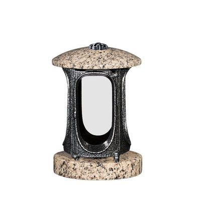Grablampe Grab-lampe Grablaterne Barock Friedhofslaterne Granit brazil gold