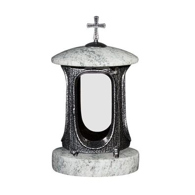 Grablampe Grablaterne Grablicht Friedhofslaterne Granit Viscont white barockes