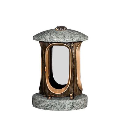 Grablampe Grablaterne Grablicht Grableuchte aus Granit verde marina Grabschmuck