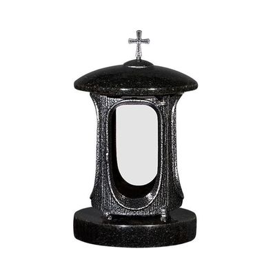 Grablampe Grablaterne Granit schwarz Barock
