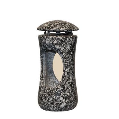 Grablampe Grablaterne Grableuchte aus Granit Glaszylinder AZUL NOCHE Grabschmuck