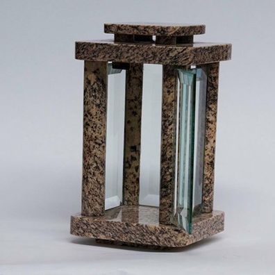 Grablampe Grablaterne Grablicht Friedhofslaterne Granit aus Brazil gold Friedhof