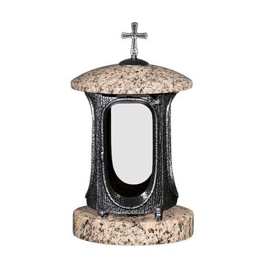Grablampe Grablaterne Friedhofslaterne Granit barockes design Grabschmuck Edel