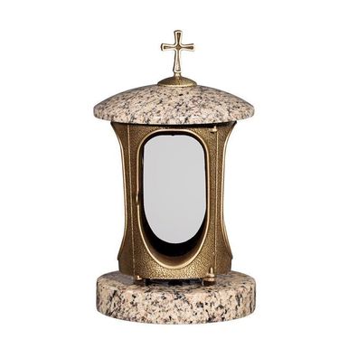 Grablampe Grablaterne Granit aus Messing Brazil gold Grabschmuck Friedhof Design