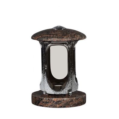 Grablampe Grablaterne Grablicht Granit Grableuchte aus Aurora mit Rosette Design