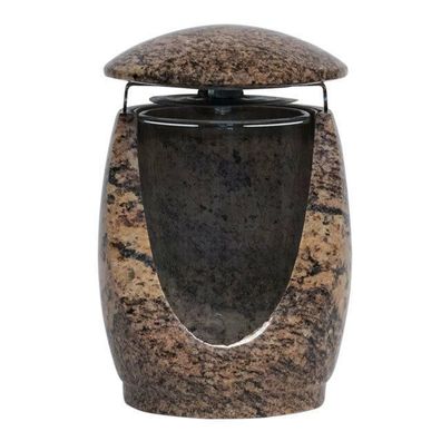 Grablampe Grablaterne Granit Grableuchte Brazil gold Grabschmuck Friedhof Design