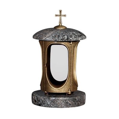Grablampe Grablaterne Grablicht Granit VOLL Messing und Paradiso Grabschmuck