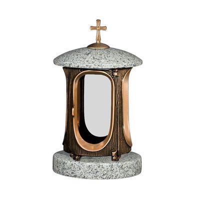 Grablampe Grablaterne Grablicht Granit Grableuchte aus Kuru grey Grabschmuck