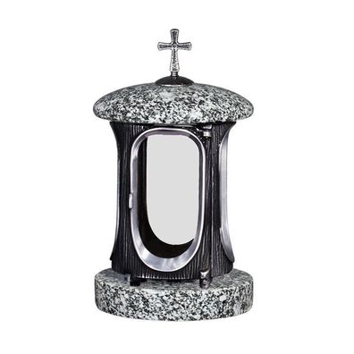Grablampe Grablicht Granit Grableuchte Kosmin Grabschmuck Friedhof Urnengrab