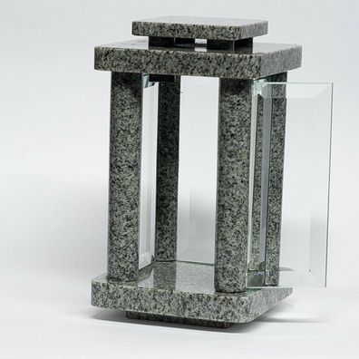 Grablampe Grablaterne Grablicht Friedhofslaterne Granit Grableuchte kuru grey