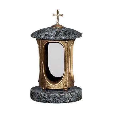 Grablampe Grablaterne Grablicht Granit Azul noche Grabschmuck Friedhof Urnengrab