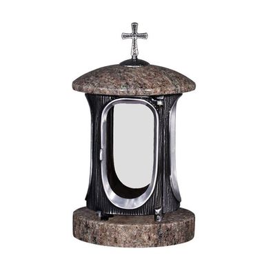 Grablampe Grablicht Granit Grableuchte klassisch aus Lila gerais Grabschmuck