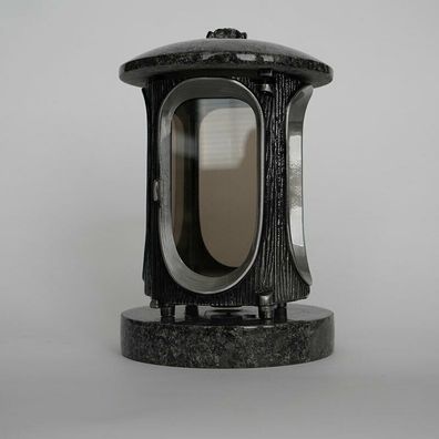 Grablampe Granitlicht Granitschmuck Steel grey Grableuchte Grabschmuck Friedhof