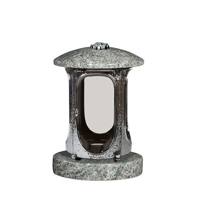 Grablaterne Grablampe Grabschmuck verchromt Granit verde marina